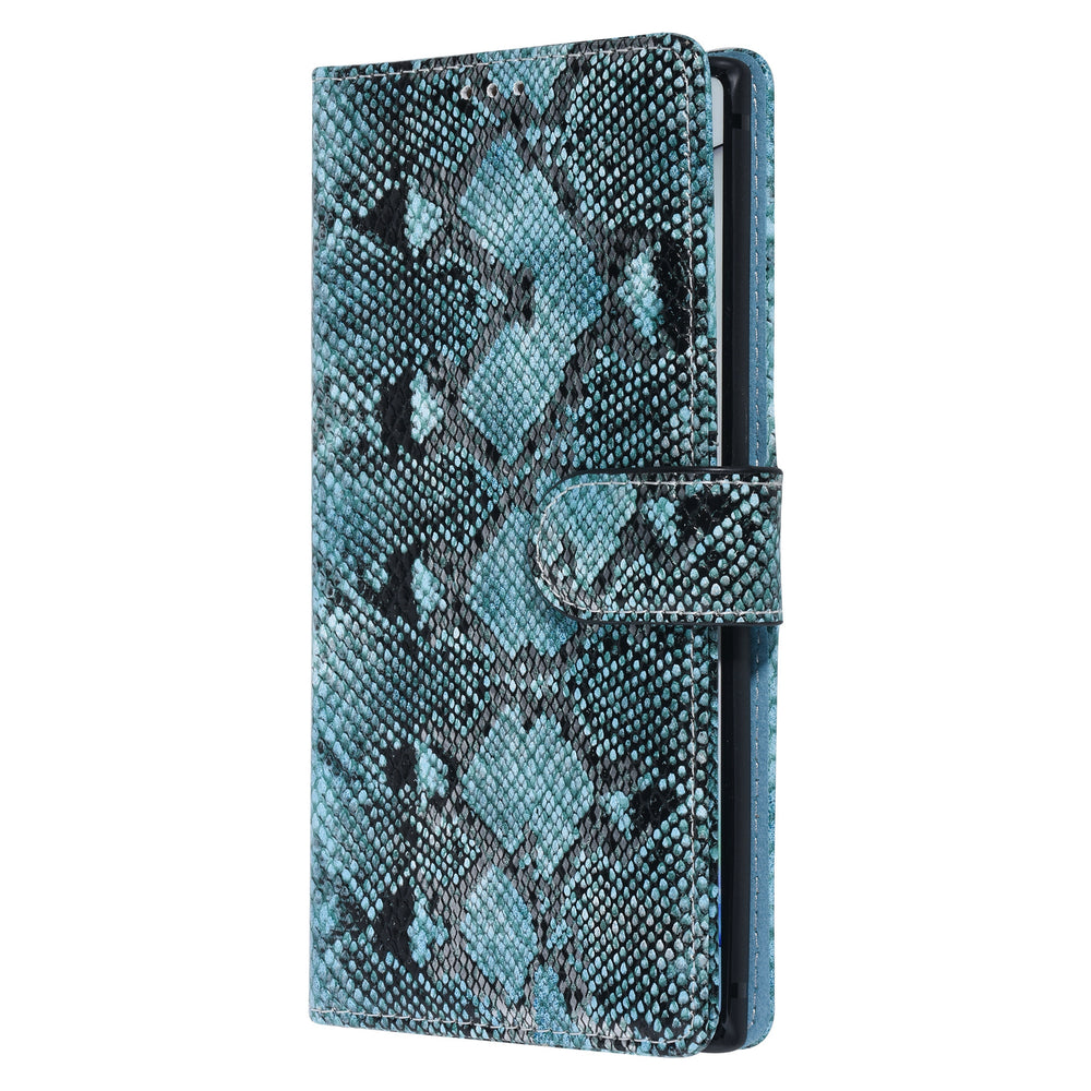 UNIQ Accessory Zwart en Blauw Slangenleer hoesje voor Galaxy Note 10 - Book Case(N970F)-Hoesjes-Ilumina Benelux