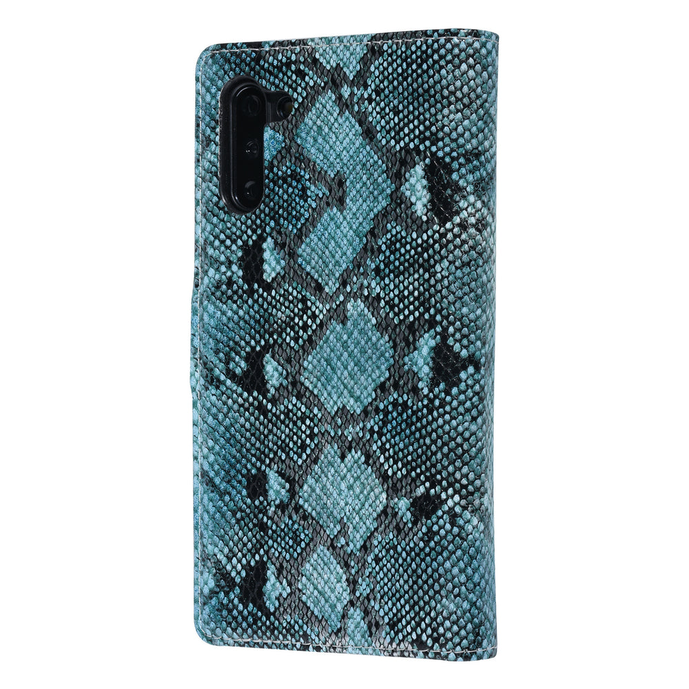 UNIQ Accessory Zwart en Blauw Slangenleer hoesje voor Galaxy Note 10 - Book Case(N970F)-Hoesjes-Ilumina Benelux
