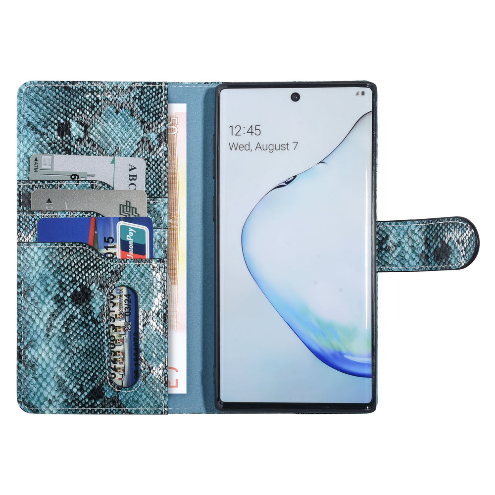 UNIQ Accessory Zwart en Blauw Slangenleer hoesje voor Galaxy Note 10 - Book Case(N970F)-Hoesjes-Ilumina Benelux