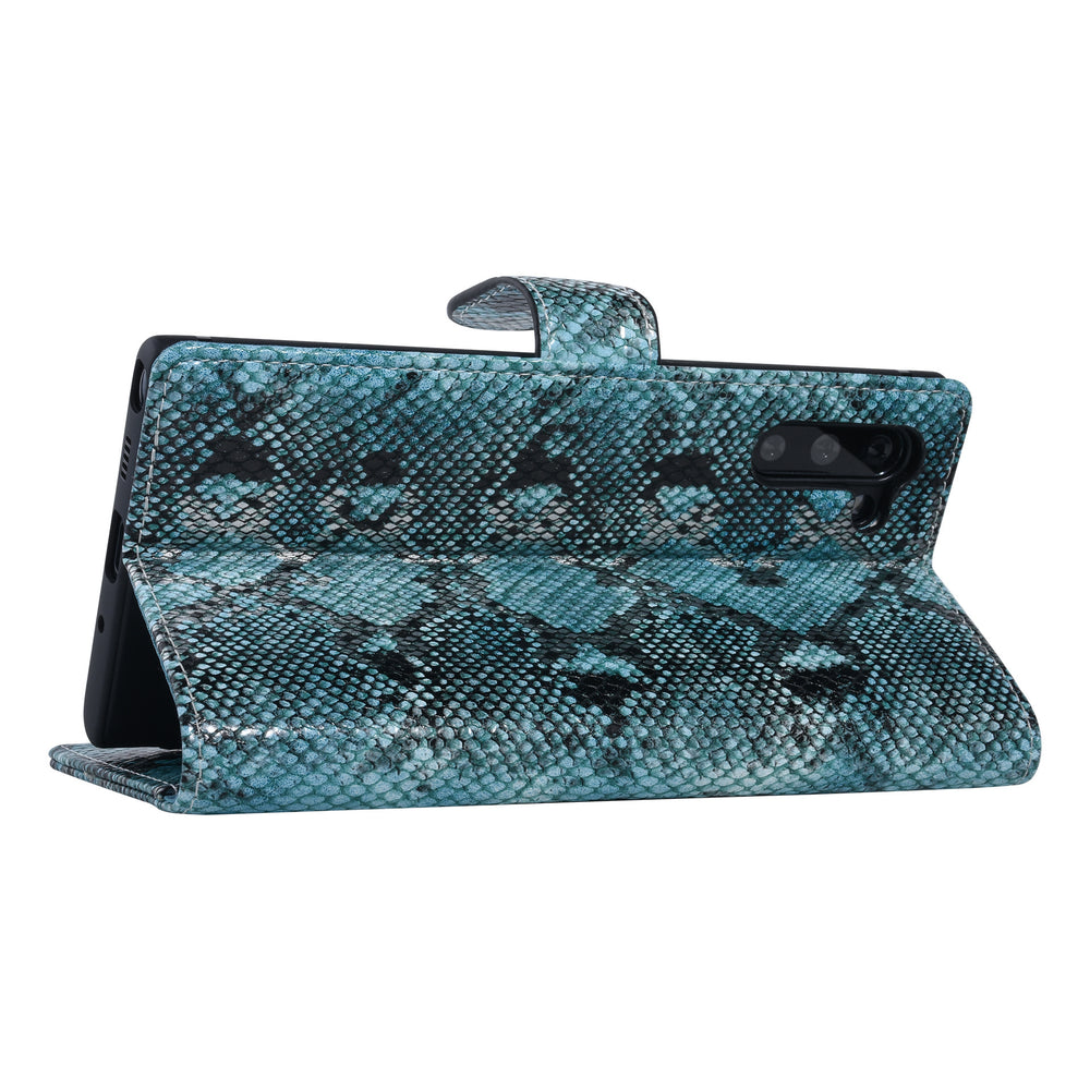 UNIQ Accessory Zwart en Blauw Slangenleer hoesje voor Galaxy Note 10 - Book Case(N970F)-Hoesjes-Ilumina Benelux