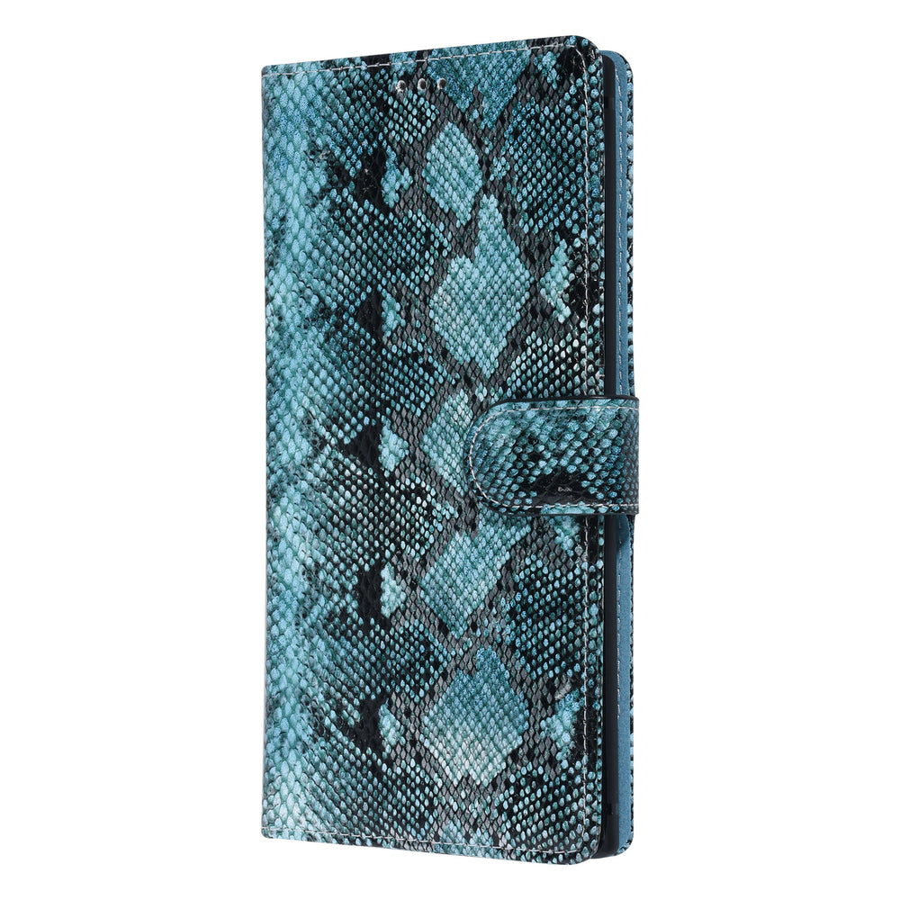 UNIQ Accessory Zwart en Blauw Slangenleer hoesje voor Galaxy Note 10 Plus - Book Case (N975F)-Hoesjes-Ilumina Benelux