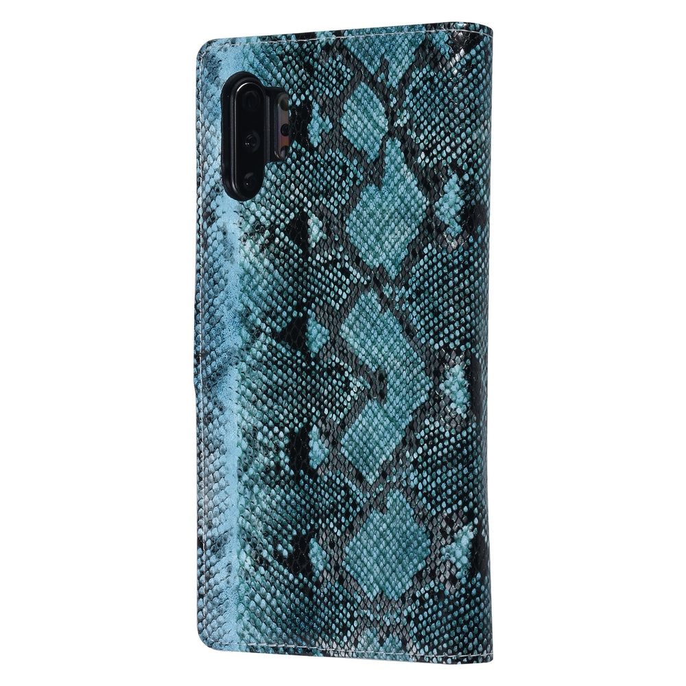 UNIQ Accessory Zwart en Blauw Slangenleer hoesje voor Galaxy Note 10 Plus - Book Case (N975F)-Hoesjes-Ilumina Benelux