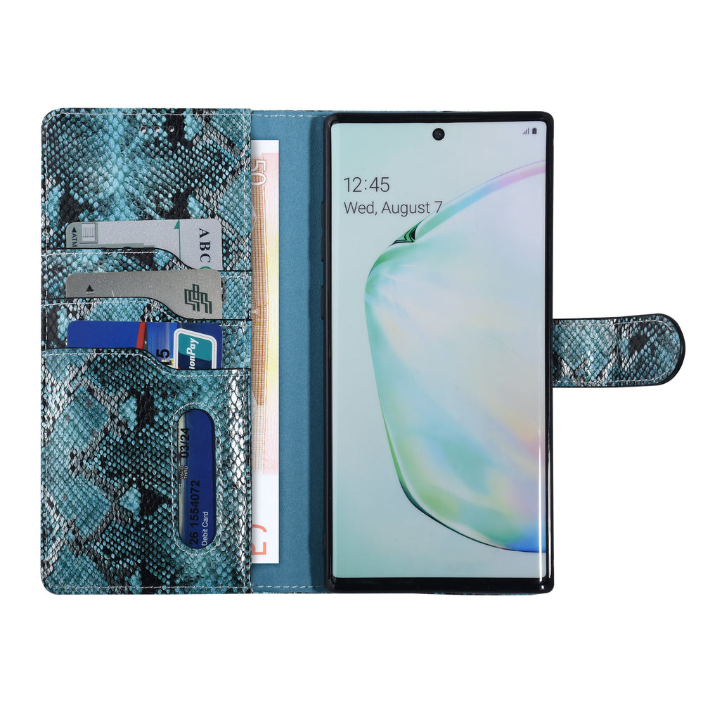 UNIQ Accessory Zwart en Blauw Slangenleer hoesje voor Galaxy Note 10 Plus - Book Case (N975F)-Hoesjes-Ilumina Benelux