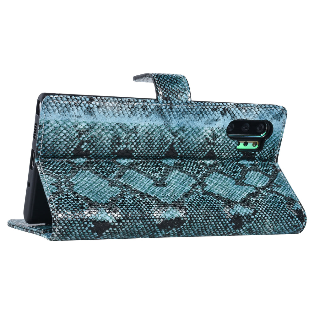UNIQ Accessory Zwart en Blauw Slangenleer hoesje voor Galaxy Note 10 Plus - Book Case (N975F)-Hoesjes-Ilumina Benelux