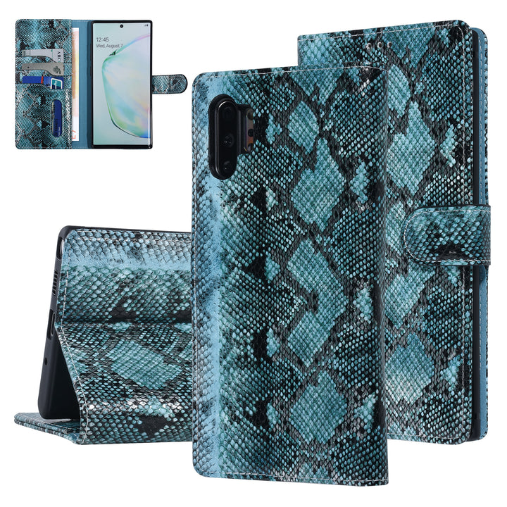 UNIQ Accessory Zwart en Blauw Slangenleer hoesje voor Galaxy Note 10 Plus - Book Case (N975F)-Hoesjes-Ilumina Benelux