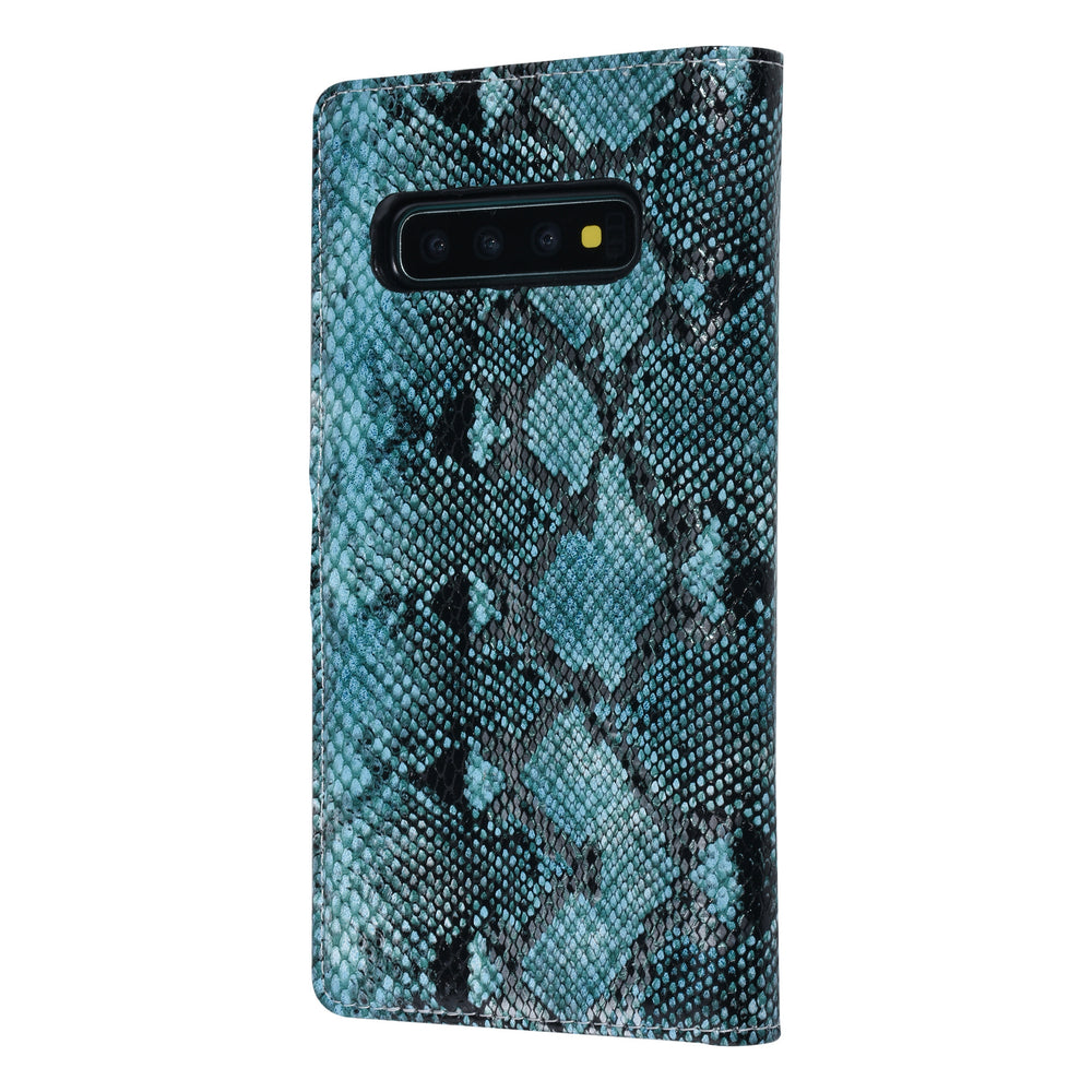 UNIQ Accessory Zwart en Blauw Slangenleer hoesje voor Galaxy S10 Plus - Book Case-Hoesjes-Ilumina Benelux