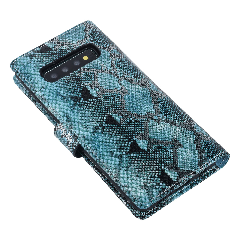 UNIQ Accessory Zwart en Blauw Slangenleer hoesje voor Galaxy S10 Plus - Book Case-Hoesjes-Ilumina Benelux