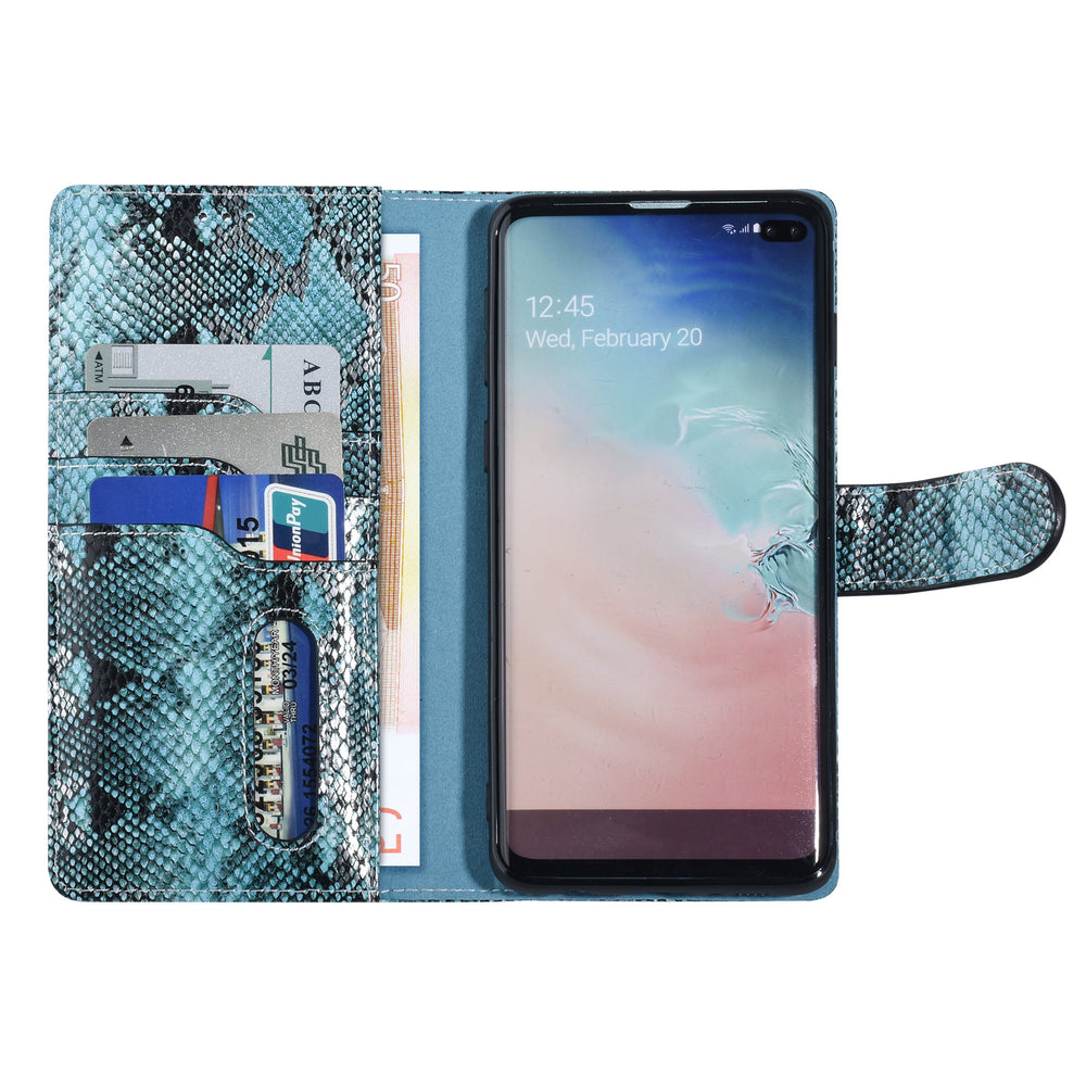 UNIQ Accessory Zwart en Blauw Slangenleer hoesje voor Galaxy S10 Plus - Book Case-Hoesjes-Ilumina Benelux