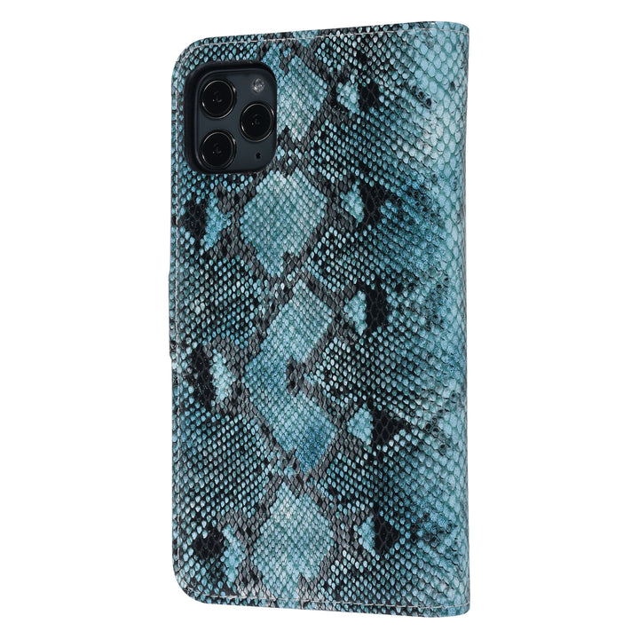 UNIQ Accessory Zwart en Blauw Slangenleer hoesje voor iPhone 11 Pro Max - Book Case-Hoesjes-Ilumina Benelux