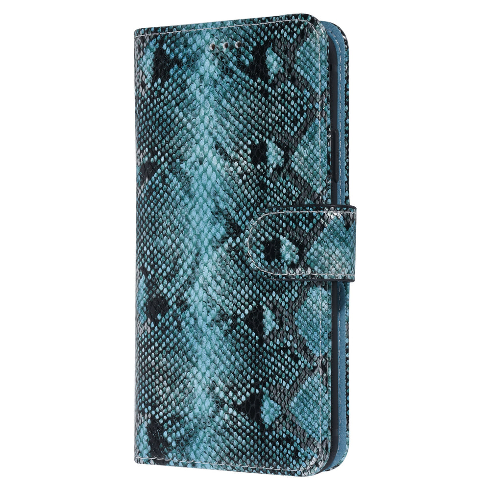 UNIQ Accessory Zwart en Blauw Slangenleer hoesje voor iPhone X-Xs - Book Case-Hoesjes-Ilumina Benelux