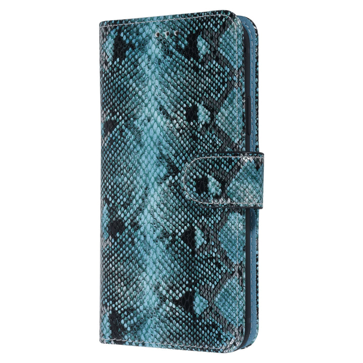 UNIQ Accessory Zwart en Blauw Slangenleer hoesje voor iPhone X-Xs - Book Case-Hoesjes-Ilumina Benelux