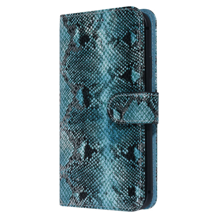 UNIQ Accessory Zwart en Blauw Slangenleer hoesje voor iPhone XR - Book Case-Hoesjes-Ilumina Benelux