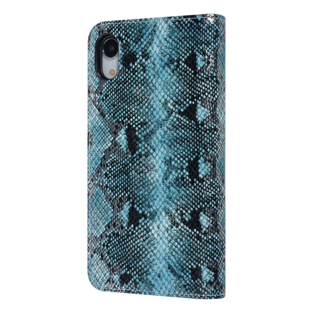 UNIQ Accessory Zwart en Blauw Slangenleer hoesje voor iPhone XR - Book Case-Hoesjes-Ilumina Benelux