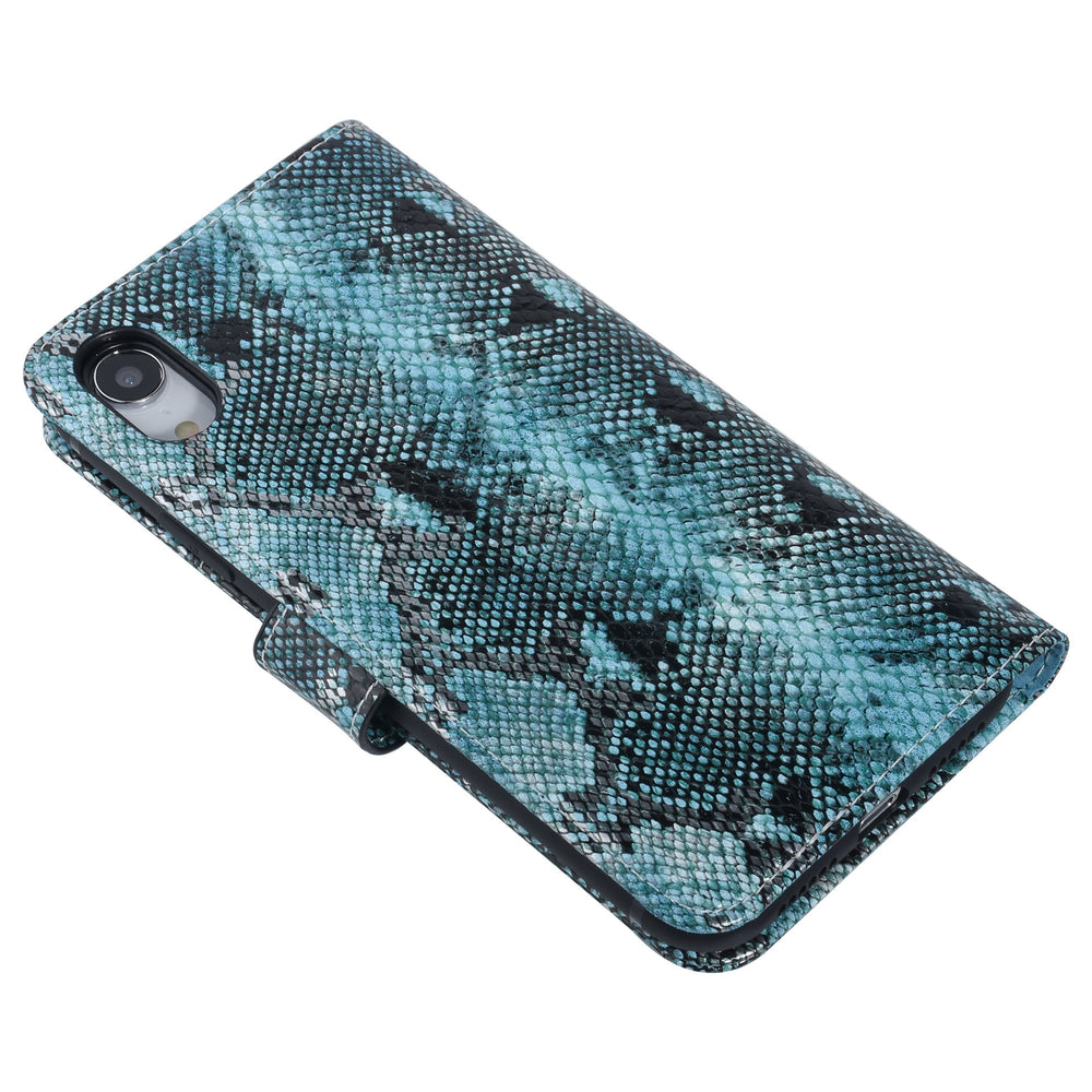 UNIQ Accessory Zwart en Blauw Slangenleer hoesje voor iPhone XR - Book Case-Hoesjes-Ilumina Benelux