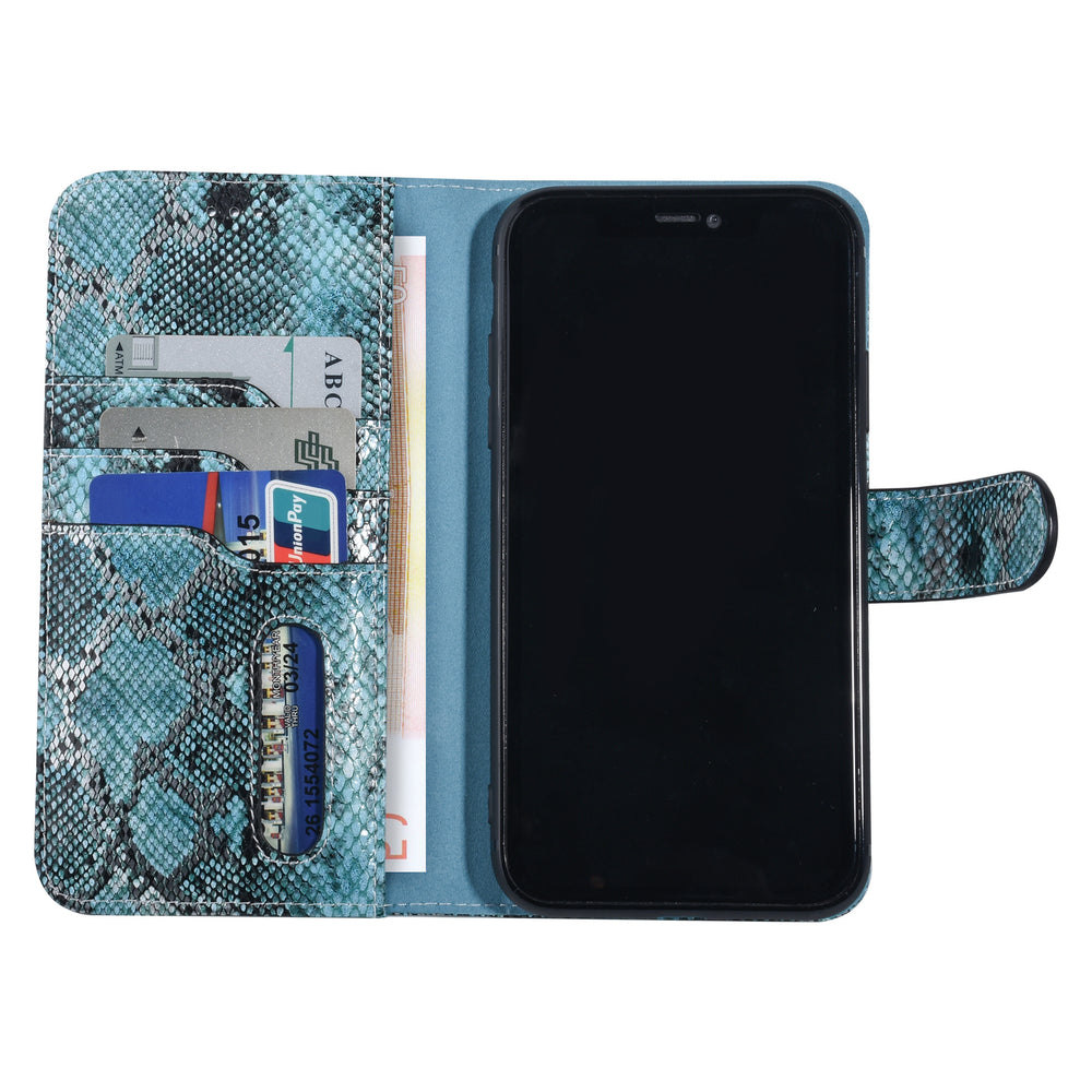 UNIQ Accessory Zwart en Blauw Slangenleer hoesje voor iPhone Xs Max - Book Case-Hoesjes-Ilumina Benelux