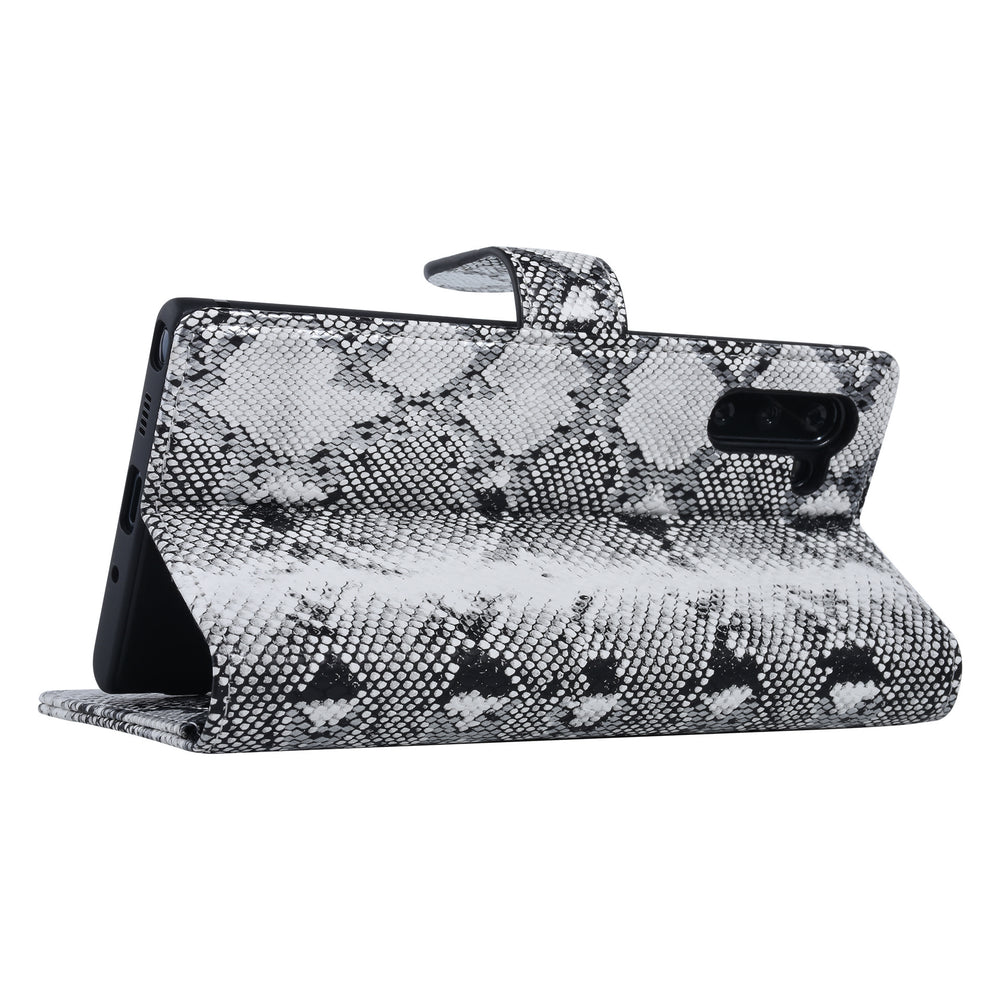 UNIQ Accessory Zwart en Wit Slangenleer hoesje voor Galaxy Note 10 - Book Case(N970F)-Hoesjes-Ilumina Benelux