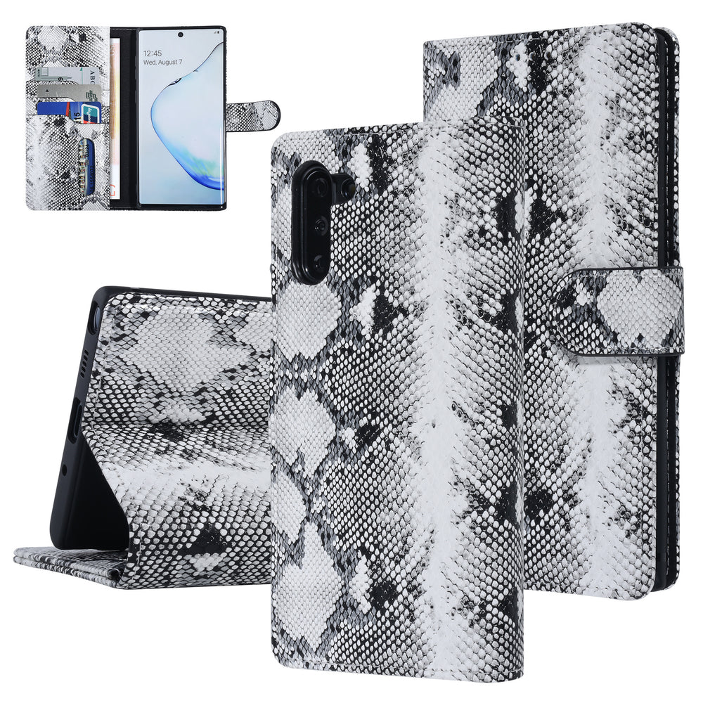 UNIQ Accessory Zwart en Wit Slangenleer hoesje voor Galaxy Note 10 - Book Case(N970F)-Hoesjes-Ilumina Benelux