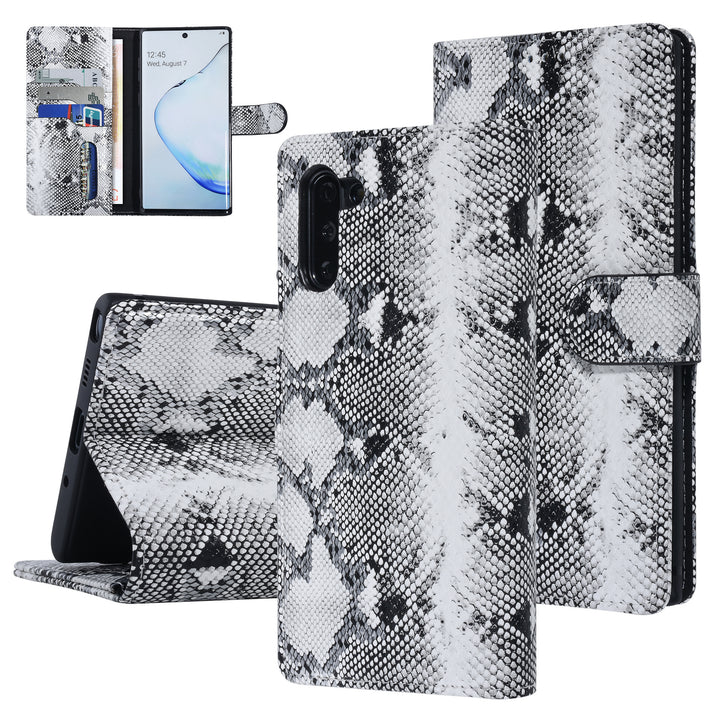 UNIQ Accessory Zwart en Wit Slangenleer hoesje voor Galaxy Note 10 - Book Case(N970F)-Hoesjes-Ilumina Benelux