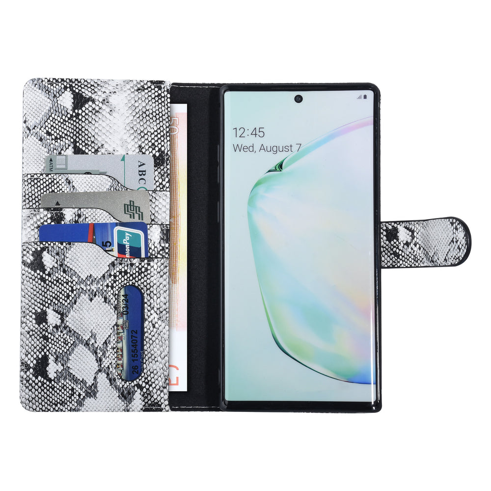 UNIQ Accessory Zwart en Wit Slangenleer hoesje voor Galaxy Note 10 Plus - Book Case (N975F)-Hoesjes-Ilumina Benelux