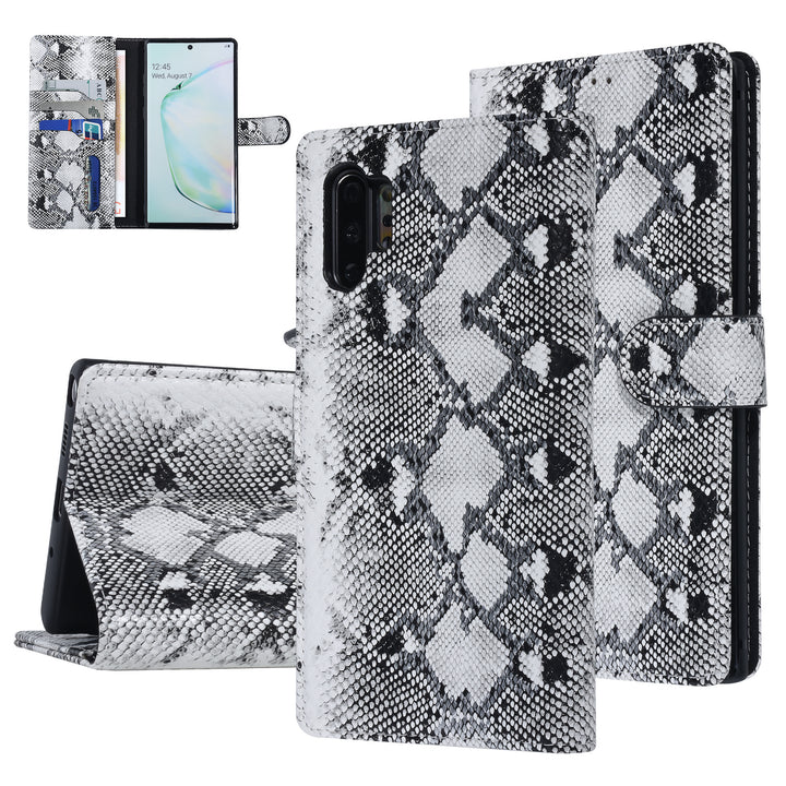 UNIQ Accessory Zwart en Wit Slangenleer hoesje voor Galaxy Note 10 Plus - Book Case (N975F)-Hoesjes-Ilumina Benelux