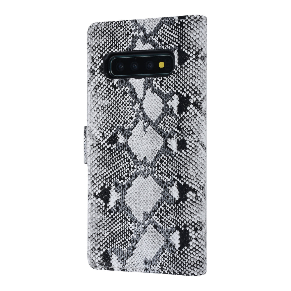 UNIQ Accessory Zwart en Wit Slangenleer hoesje voor Galaxy S10 - Book Case-Hoesjes-Ilumina Benelux