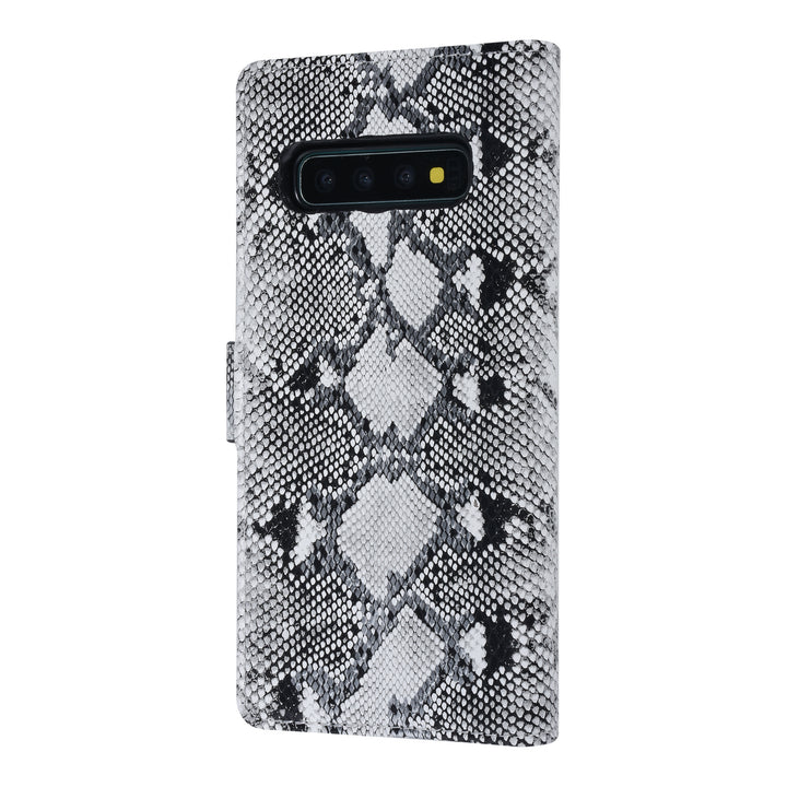 UNIQ Accessory Zwart en Wit Slangenleer hoesje voor Galaxy S10 - Book Case-Hoesjes-Ilumina Benelux