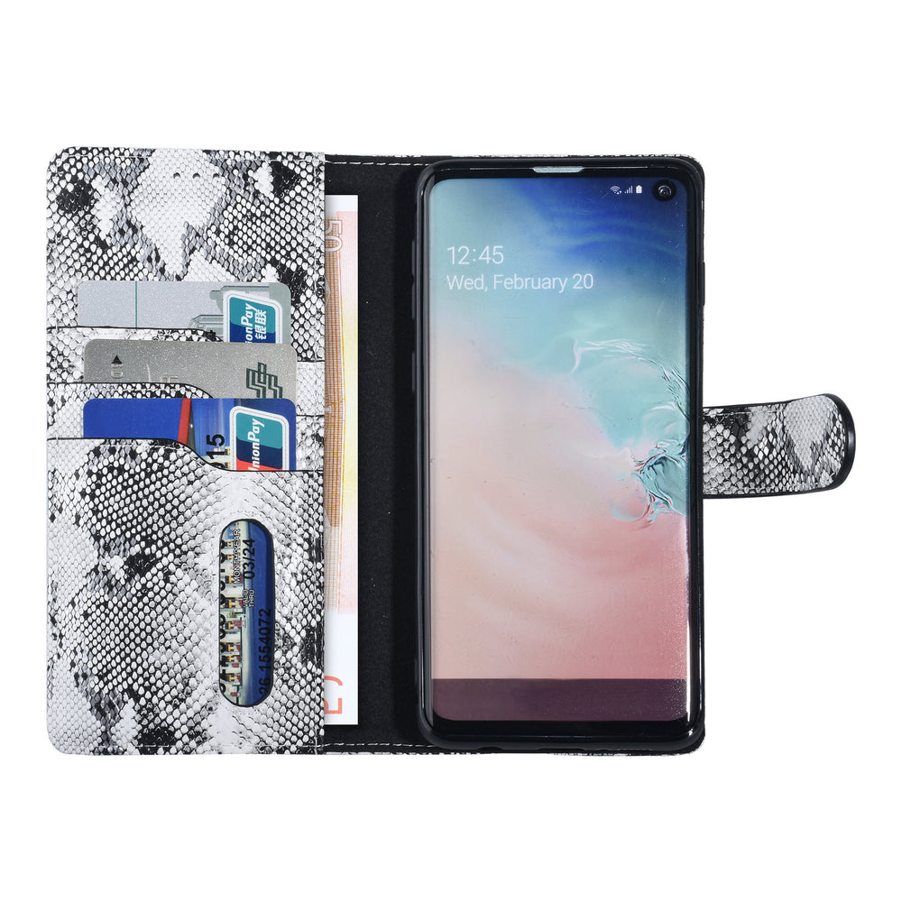 UNIQ Accessory Zwart en Wit Slangenleer hoesje voor Galaxy S10 - Book Case-Hoesjes-Ilumina Benelux