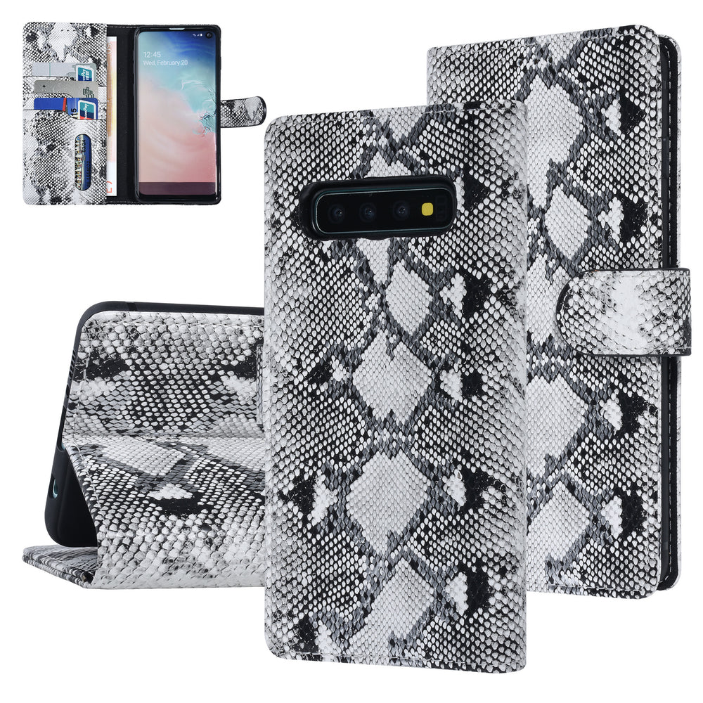 UNIQ Accessory Zwart en Wit Slangenleer hoesje voor Galaxy S10 - Book Case-Hoesjes-Ilumina Benelux