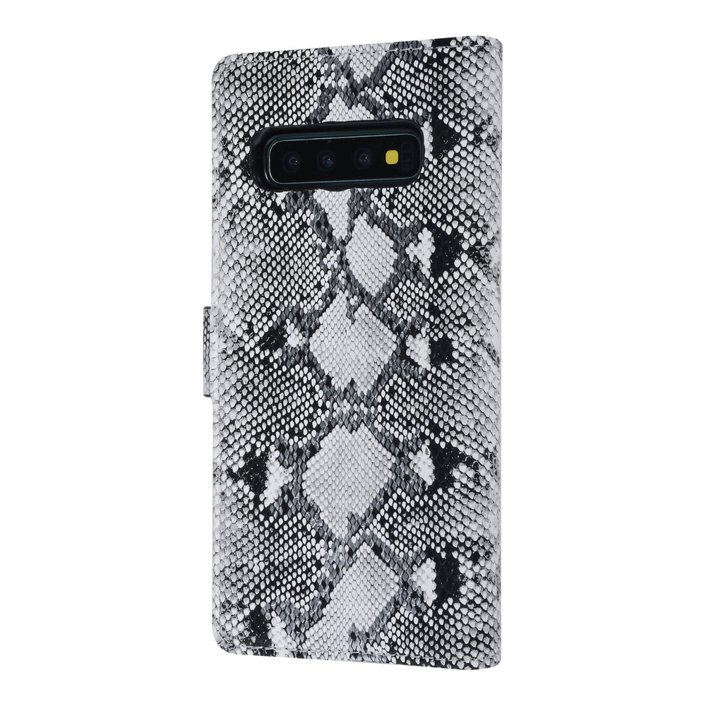 UNIQ Accessory Zwart en Wit Slangenleer hoesje voor Galaxy S10 Plus- Book Case-Hoesjes-Ilumina Benelux