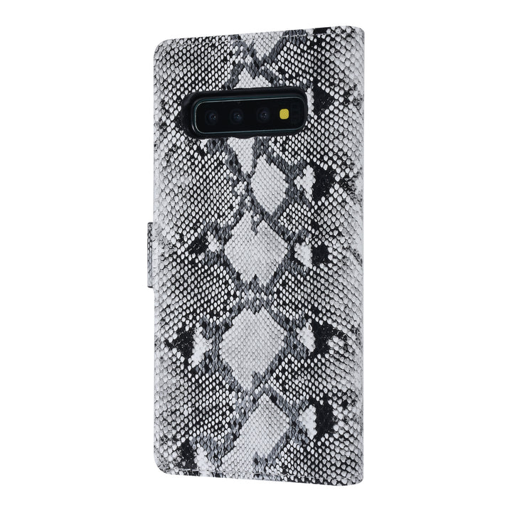 UNIQ Accessory Zwart en Wit Slangenleer hoesje voor Galaxy S10 Plus- Book Case-Hoesjes-Ilumina Benelux