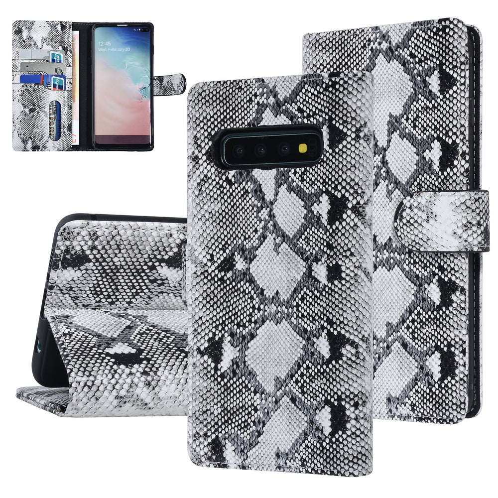 UNIQ Accessory Zwart en Wit Slangenleer hoesje voor Galaxy S10 Plus- Book Case-Hoesjes-Ilumina Benelux