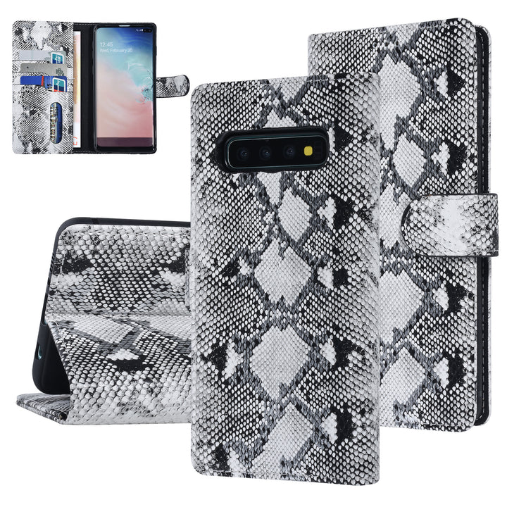 UNIQ Accessory Zwart en Wit Slangenleer hoesje voor Galaxy S10 Plus- Book Case-Hoesjes-Ilumina Benelux