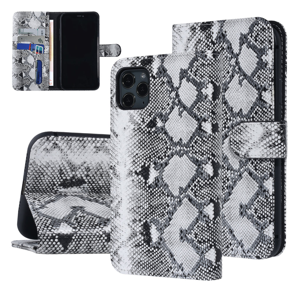 UNIQ Accessory Zwart en Wit Slangenleer hoesje voor iPhone 11 Pro Max - Book Case-Hoesjes-Ilumina Benelux