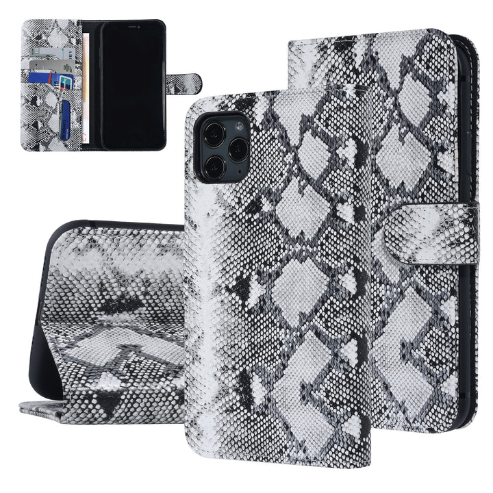 UNIQ Accessory Zwart en Wit Slangenleer hoesje voor iPhone 11 Pro Max - Book Case-Hoesjes-Ilumina Benelux