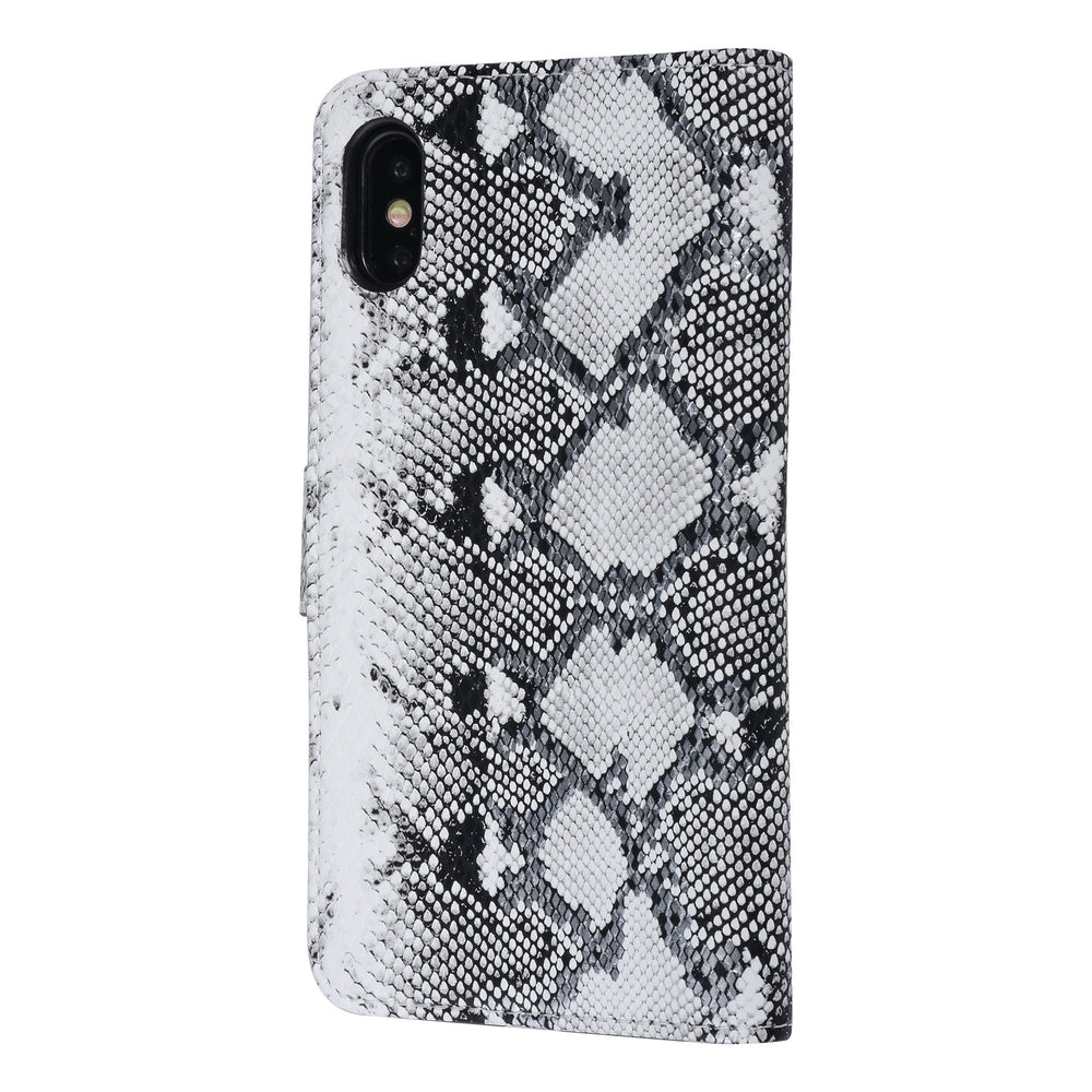 UNIQ Accessory Zwart en Wit Slangenleer hoesje voor iPhone X-Xs - Book Case-Hoesjes-Ilumina Benelux