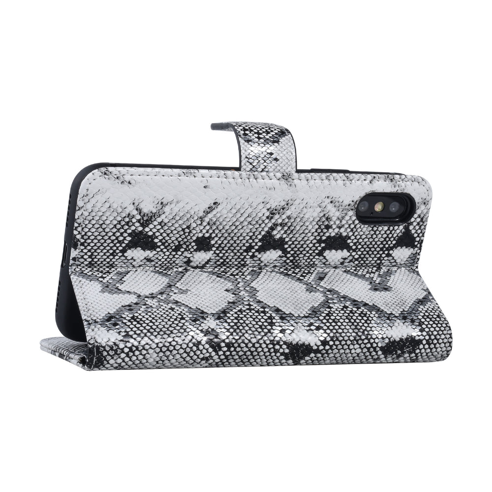 UNIQ Accessory Zwart en Wit Slangenleer hoesje voor iPhone X-Xs - Book Case-Hoesjes-Ilumina Benelux