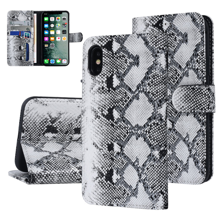 UNIQ Accessory Zwart en Wit Slangenleer hoesje voor iPhone X-Xs - Book Case-Hoesjes-Ilumina Benelux