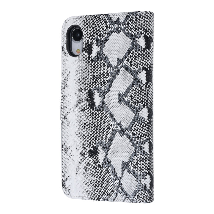 UNIQ Accessory Zwart en Wit Slangenleer hoesje voor iPhone XR - Book Case-Hoesjes-Ilumina Benelux