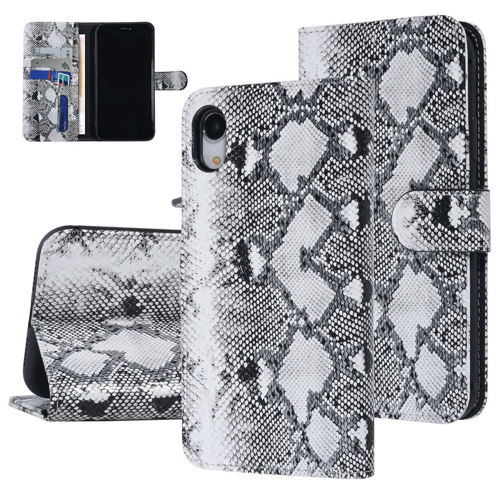UNIQ Accessory Zwart en Wit Slangenleer hoesje voor iPhone XR - Book Case-Hoesjes-Ilumina Benelux
