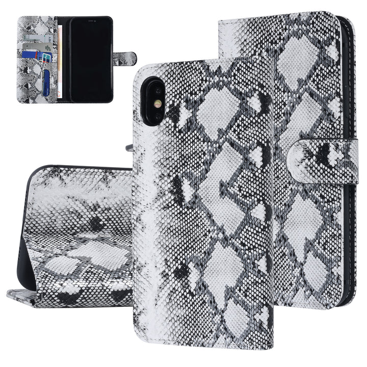 UNIQ Accessory Zwart en Wit Slangenleer hoesje voor iPhone Xs Max - Book Case-Hoesjes-Ilumina Benelux