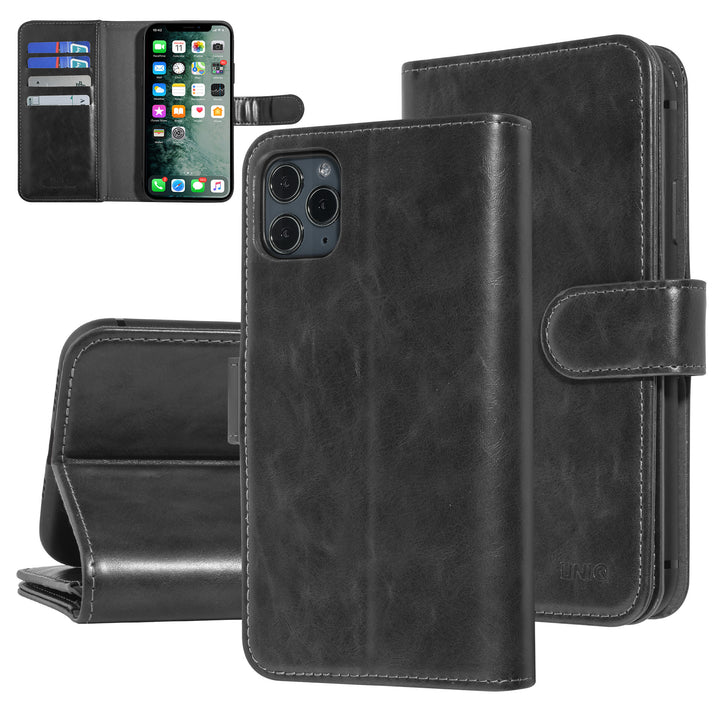 UNIQ Accessory Zwart hoesje iPhone 11 Pro Max - Book Case - Zachte huid-Hoesjes-Ilumina Benelux