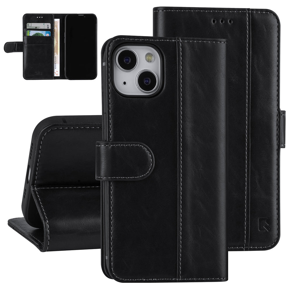 UNIQ Accessory Zwart hoesje voor iPhone 13 & 14 - Book Case - Pasjeshouder voor 3 pasjes - Magneetsluiting-Hoesjes-Ilumina Benelux