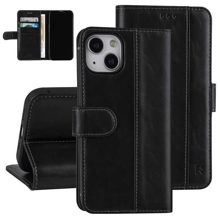 UNIQ Accessory Zwart hoesje voor iPhone 13 & 14 - Book Case - Pasjeshouder voor 3 pasjes - Magneetsluiting-Hoesjes-Ilumina Benelux