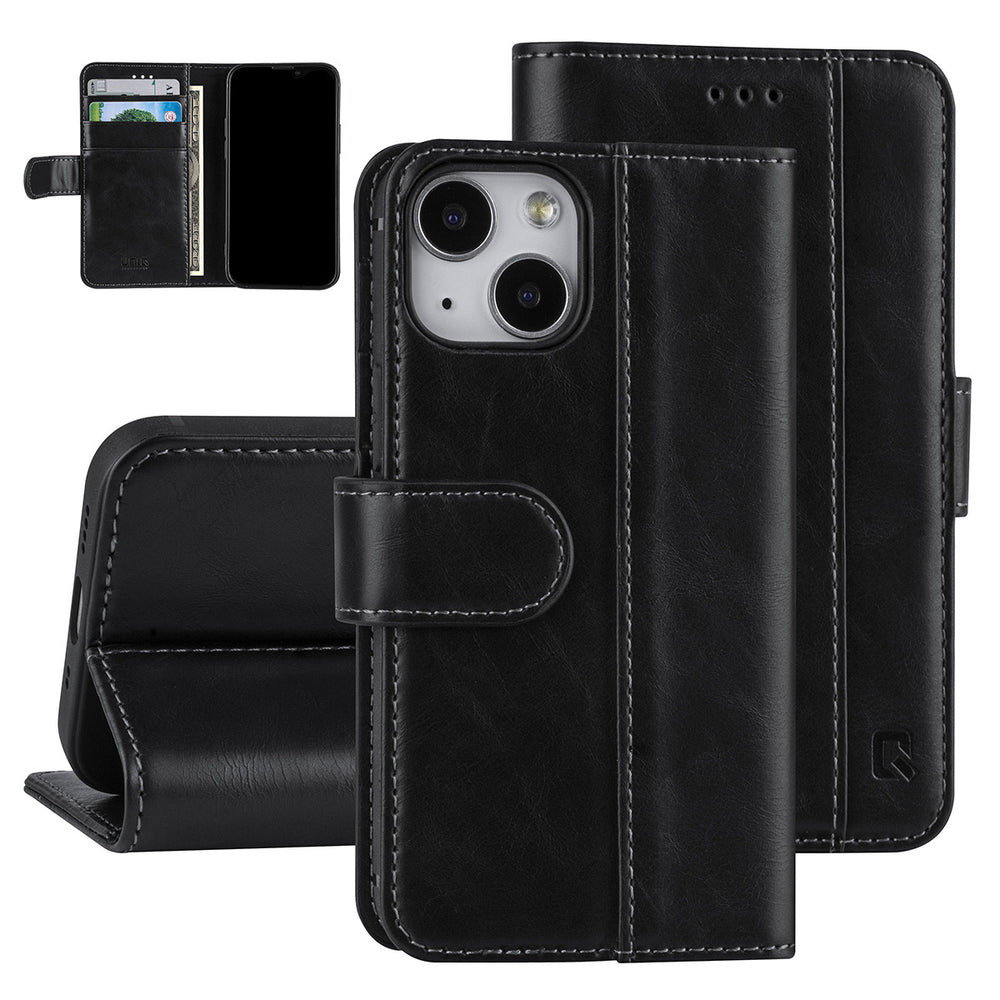 UNIQ Accessory Zwart hoesje voor iPhone 13 Mini - Book Case - Pasjeshouder 3x - Magneetsluiting-Hoesjes-Ilumina Benelux