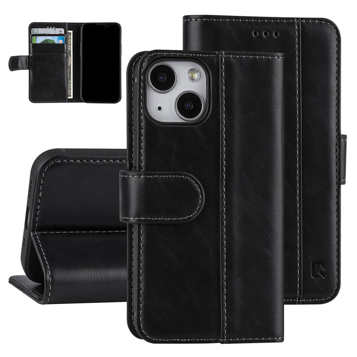 UNIQ Accessory Zwart hoesje voor iPhone 13 Mini - Book Case - Pasjeshouder 3x - Magneetsluiting-Hoesjes-Ilumina Benelux