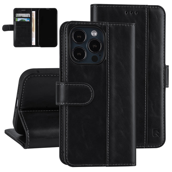 UNIQ Accessory Zwart hoesje voor iPhone 13 Pro - Book Case - Pasjeshouder voor 3 pasjes - Magneetsluiting-Hoesjes-Ilumina Benelux