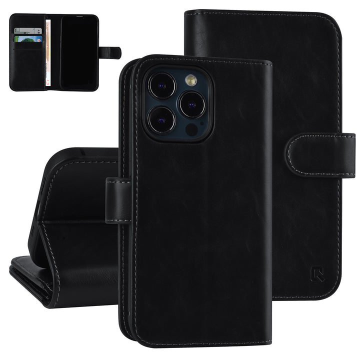 UNIQ Accessory Zwart hoesje voor iPhone 13 Pro - Book Case - Pasjeshouder voor 9 pasjes - Magneetsluiting-Hoesjes-Ilumina Benelux