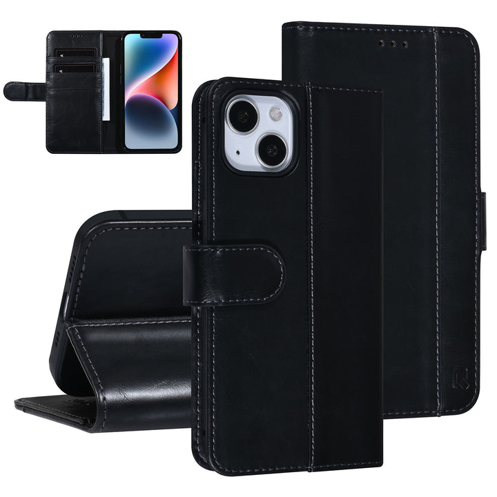 UNIQ Accessory Zwart iPhone 14 & 13 Booktype Pasjeshouder voor 3 pasjes - Magneetsluiting-Hoesjes-Ilumina Benelux