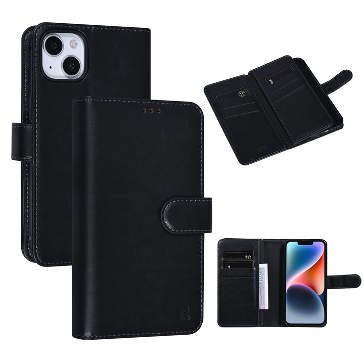 UNIQ Accessory Zwart iPhone 14 & 13 Booktype Pasjeshouder voor 9 pasjes - Magneetsluiting-Hoesjes-Ilumina Benelux