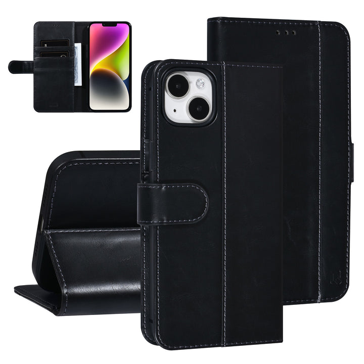 UNIQ Accessory Zwart iPhone 14 & 15 Plus Booktype Pasjeshouder voor 3 pasjes - Magneetsluiting-Hoesjes-Ilumina Benelux